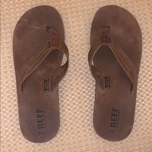 Men’s Reef brown leather flip flops